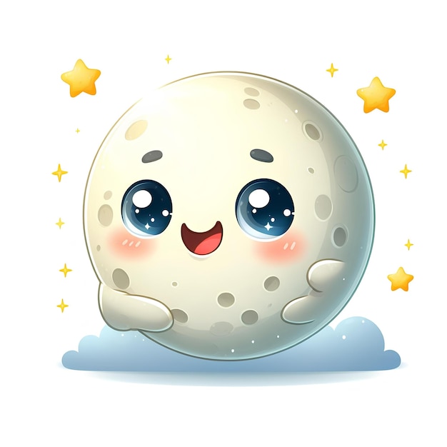 Photo cute moon cartoon