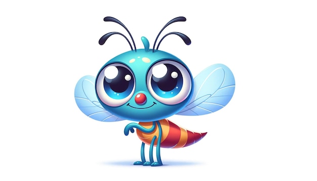 Photo cute mosquito cartoon character on white background