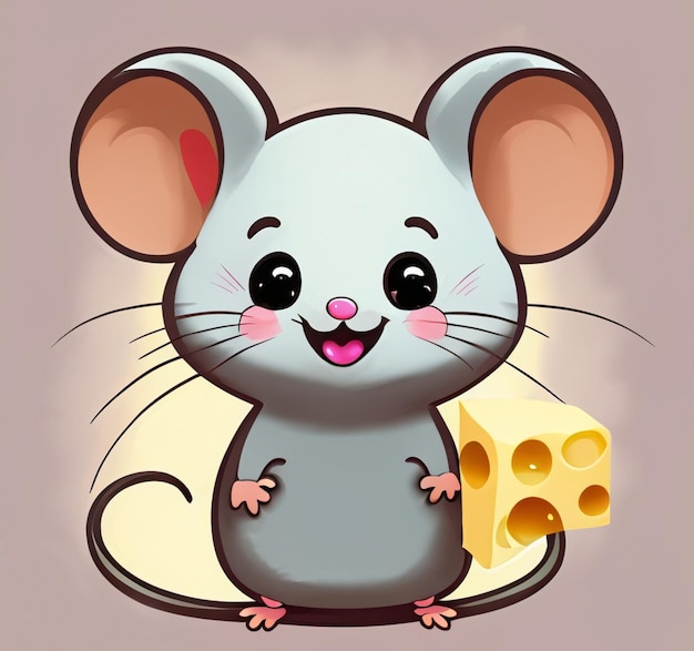 Photo cute mouse cartoon illustrator generative ai