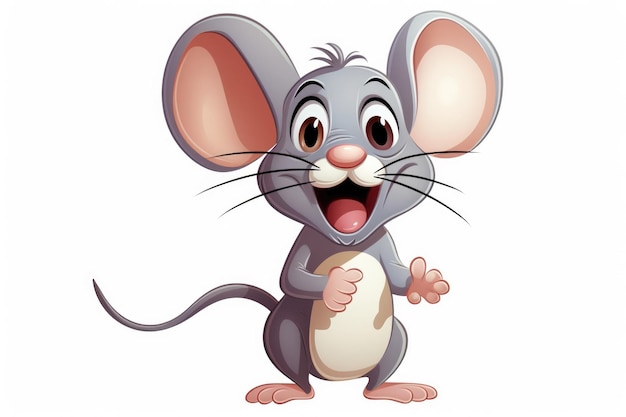 Photo cute mouse character in cartoon style on white background