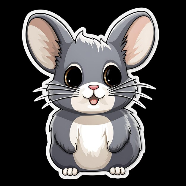 cute mouse sticker illustration on solid black background