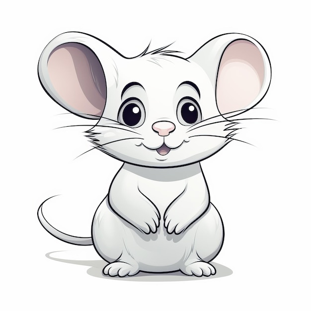 白い背景の可愛いマウスベクトルイラスト