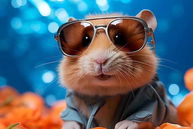 Photo cute mouse with glasses