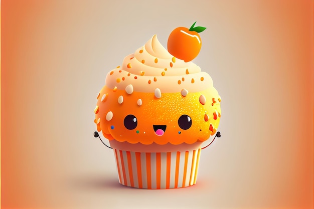 Photo cute muffin character smiling