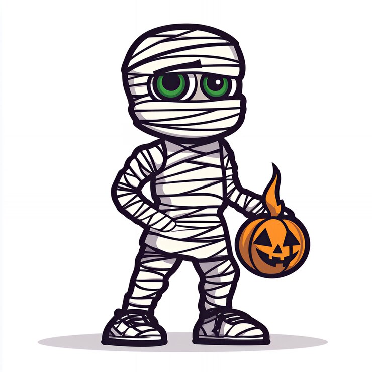 Photo cute mummy holding a jackolantern