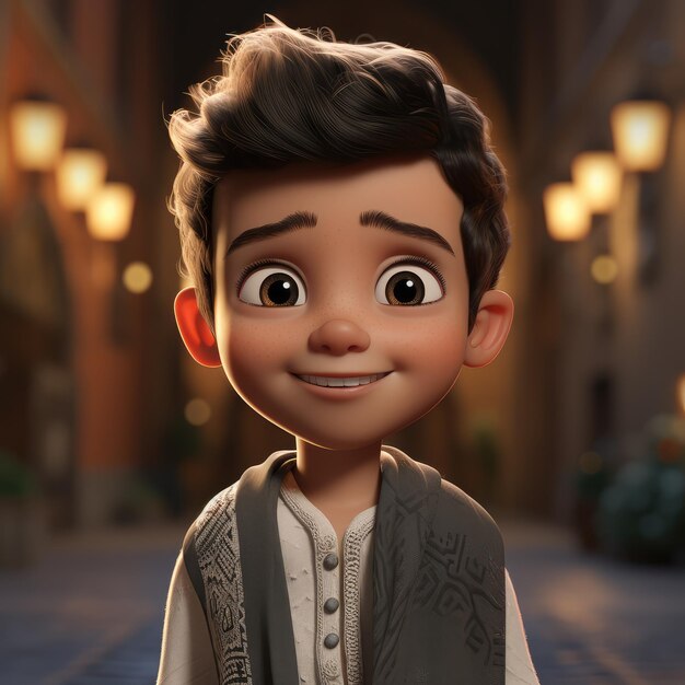 cute muslim boy cartoon character