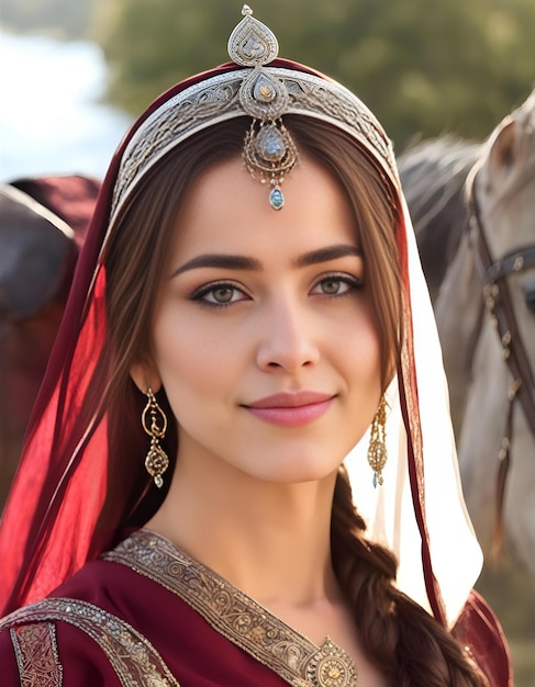 Photo cute muslim girl in the hit turkish drama show from ai