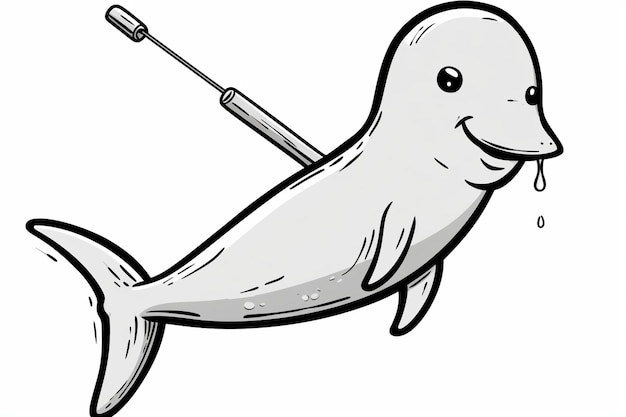 Cute narwhal coloring page for children