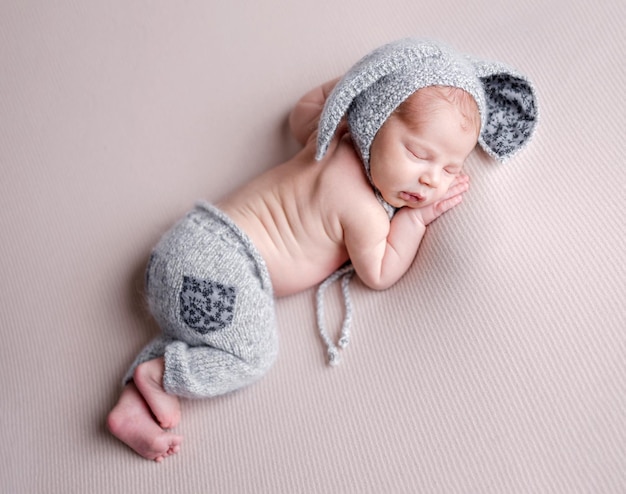 Cute newborn baby boy portrait