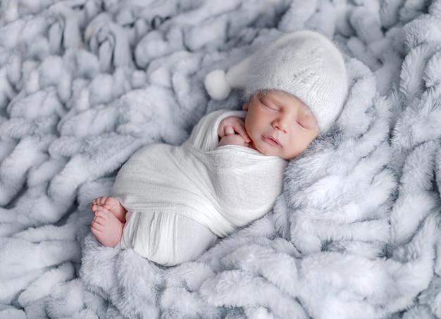 Cute newborn baby boy portrait