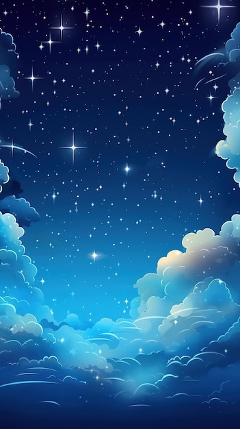 cute night sky with stars kids illustration