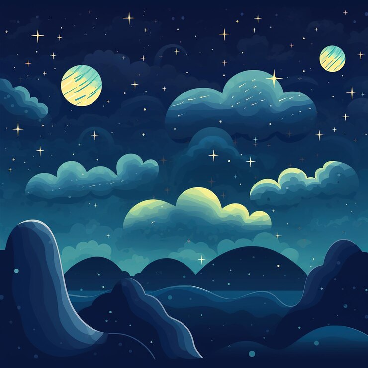 Photo 星とかわいい夜空の子供たちのイラスト