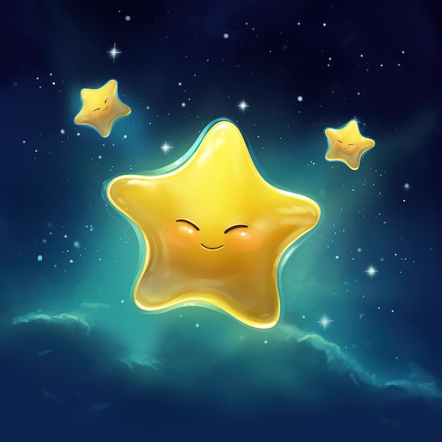 Foto cielo notturno carino con l'illustrazione dei bambini delle stelle