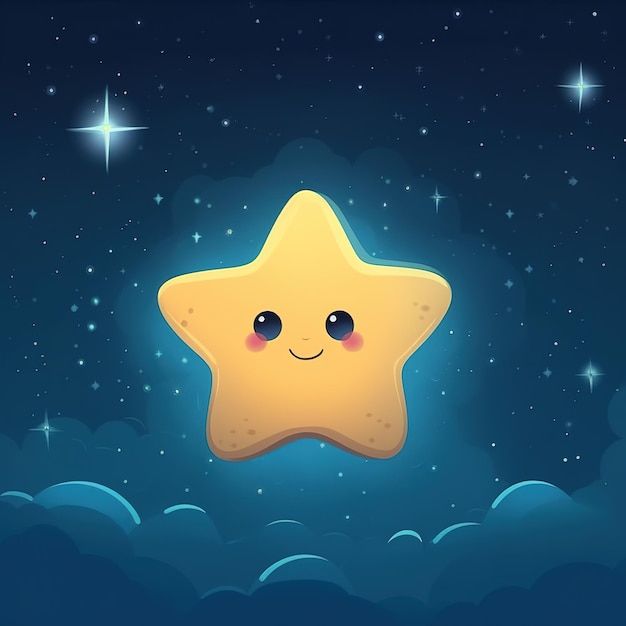 Foto cielo notturno carino con l'illustrazione dei bambini delle stelle