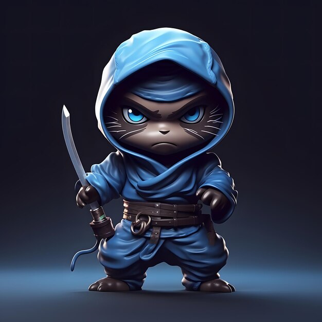 Photo cute ninja mascot cartooon character