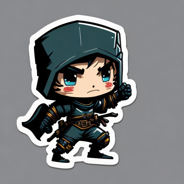 Premium AI Image Cute Ninja Sticker 1