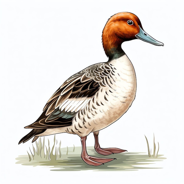 Cute Northern pintail bird watercolor illustration clipart
