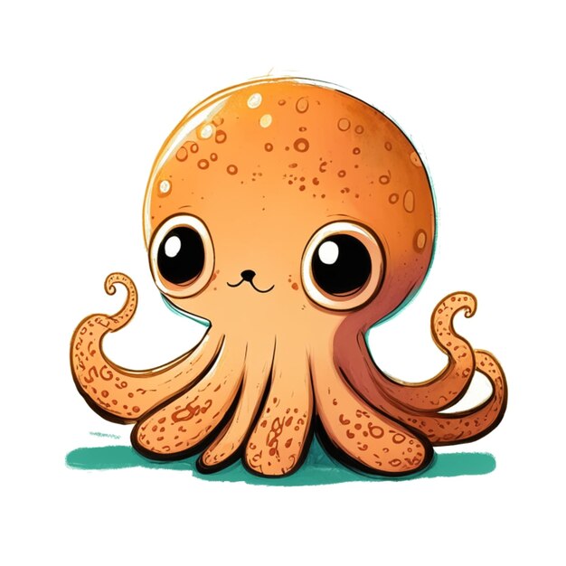 Cute Octopus cartoon happy oceans animal flat cartoon