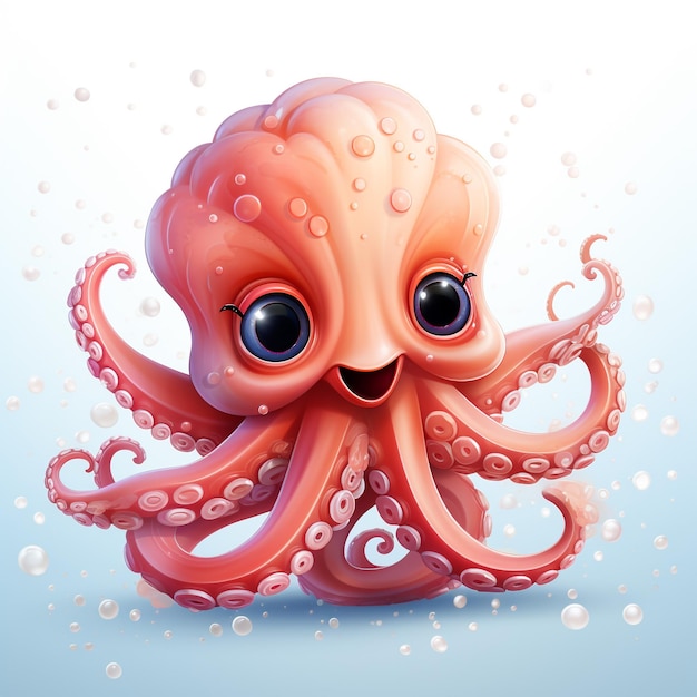 cute octopus cartoon is swimming