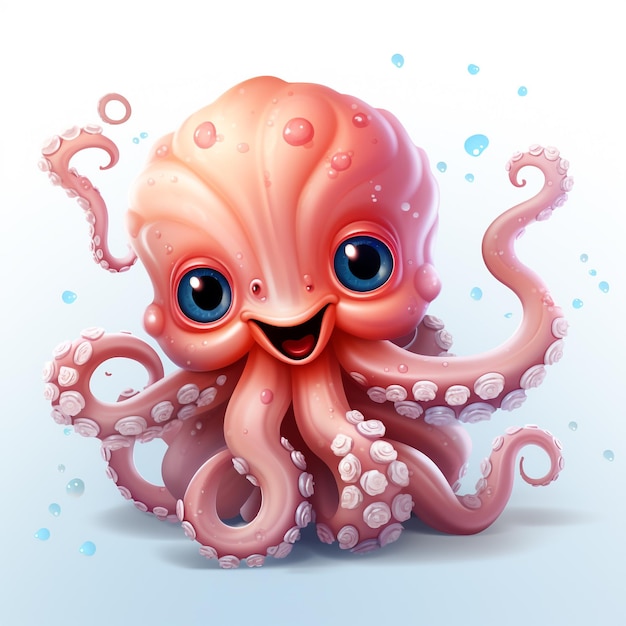 cute octopus cartoon is swimming