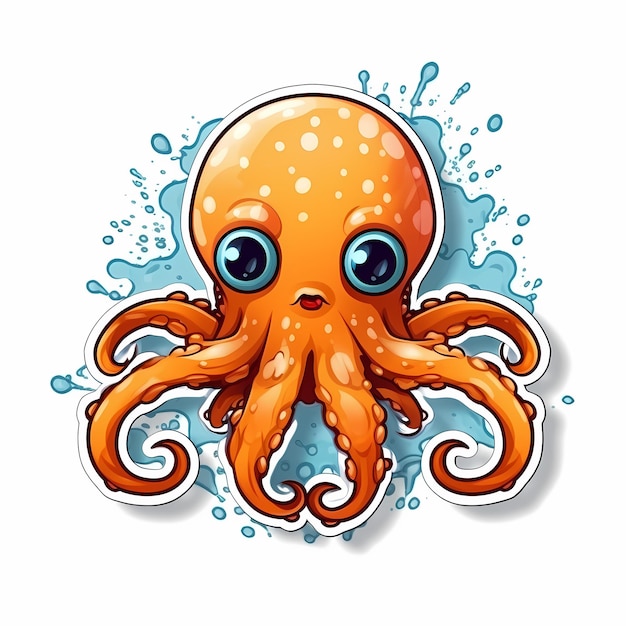 милый осьминог мультфильм подводные животные акварель акварель дизайн