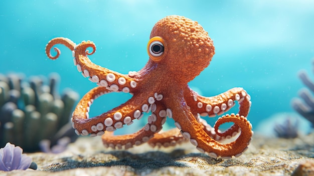 Cute octopus in the sea generative ai