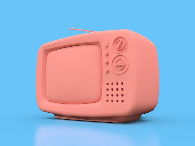 Cute old pink tv with antenna