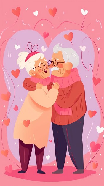 Photo cute old senior couple in love on valentines day