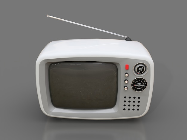 アンテナ付きのかわいい古い白いテレビ