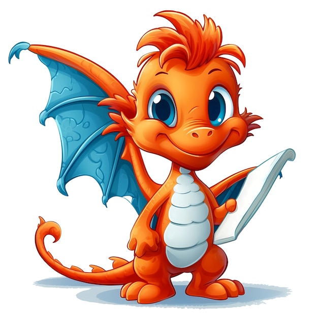 Cute orange baby Dragon isolated on white background Symbol of 2024 year AI generative