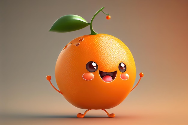 Cute orange cartoon character smiling