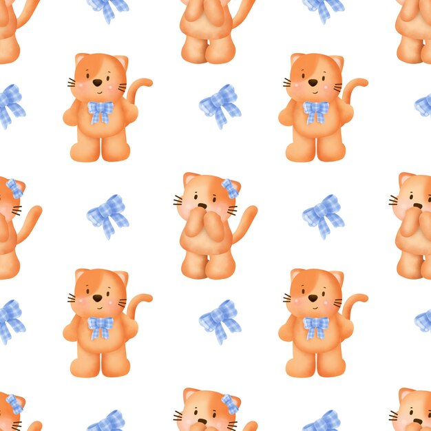 Cute orange cat seamless patterns