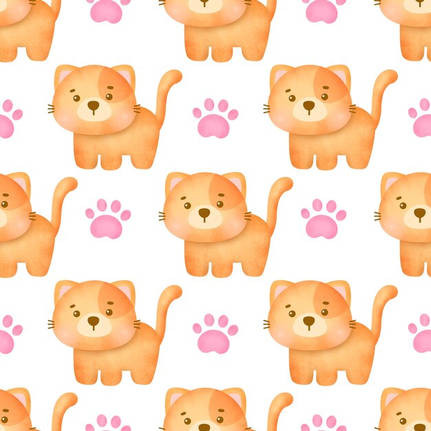 Cute orange cat seamless patterns.