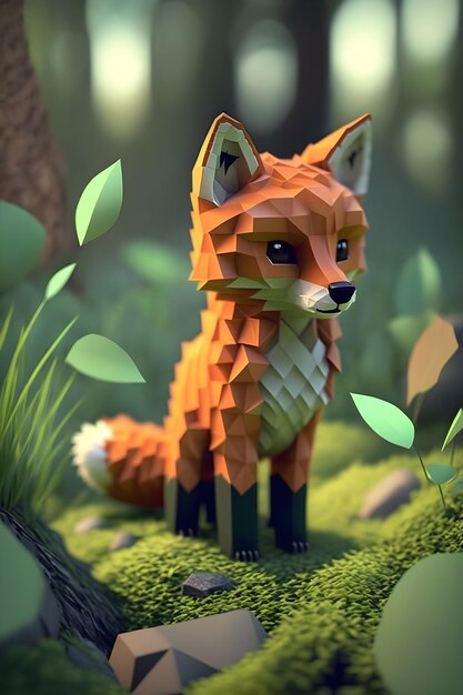 cute orange fox in spring