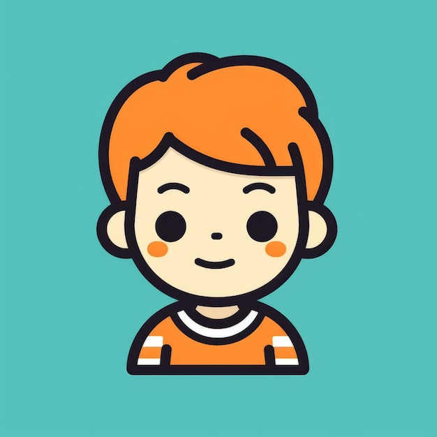 Photo cute orangehaired boy icon in modern line style