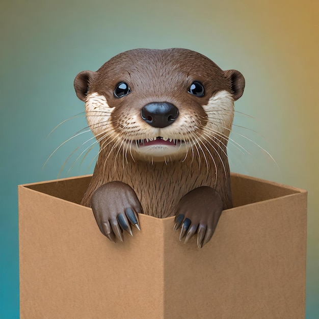 Cute Otter in the Box Digital Art