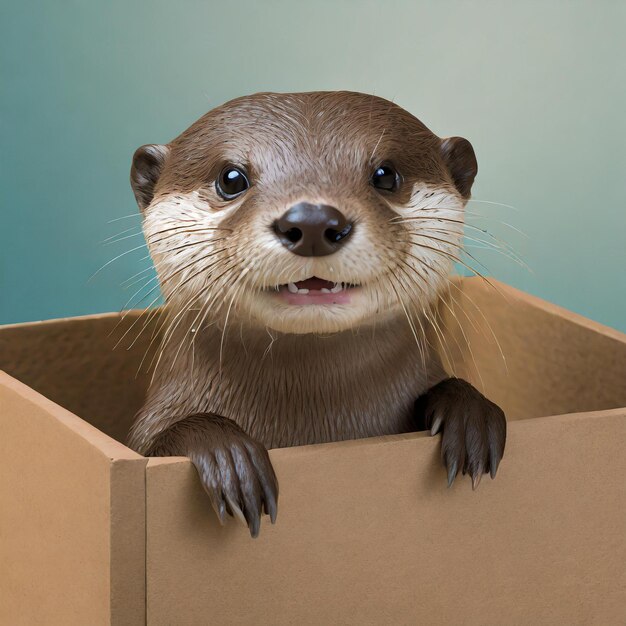 Cute Otter in the Box Digital Art