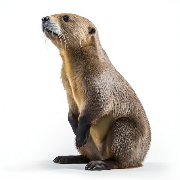 Cute otter sitting on white background Isolated image