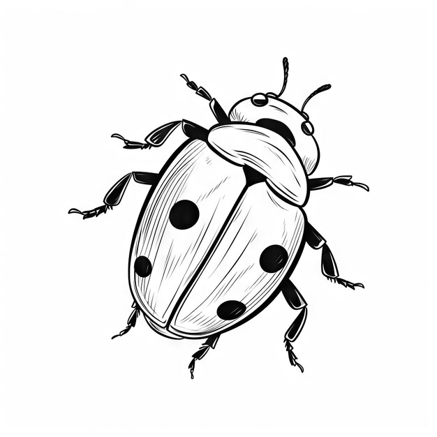 Photo cute outline ladybug isolated on white background funny insect for childish coloring book