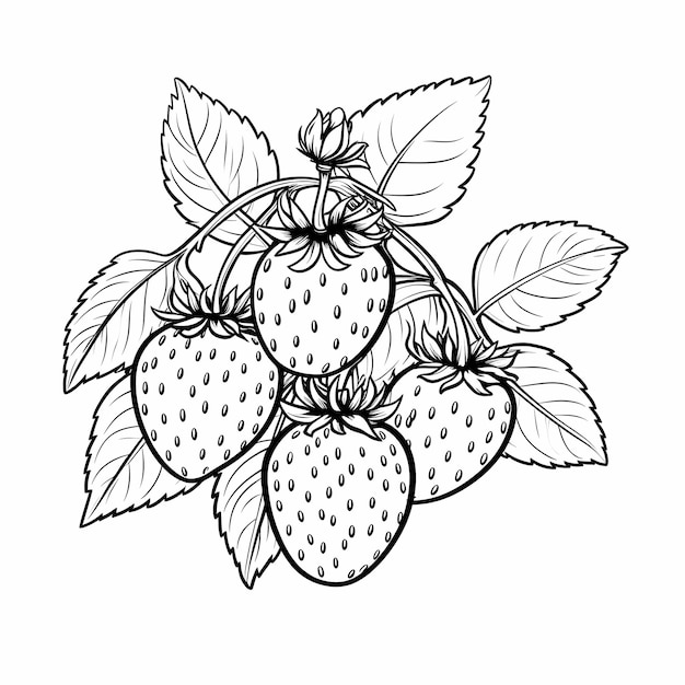 Premium Photo | Cute outline vector illustration of strawberries for ...