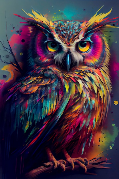 Cute owl colorful illustration