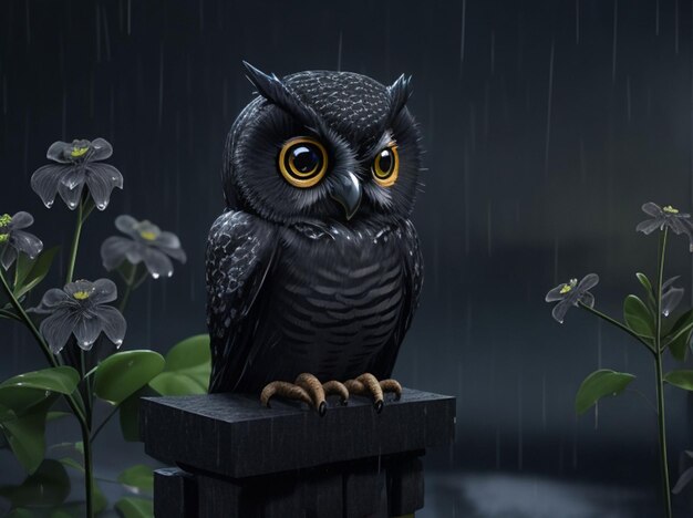 cute owl on jungle background