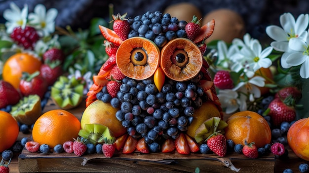 A Cute Owl Made of Fruits