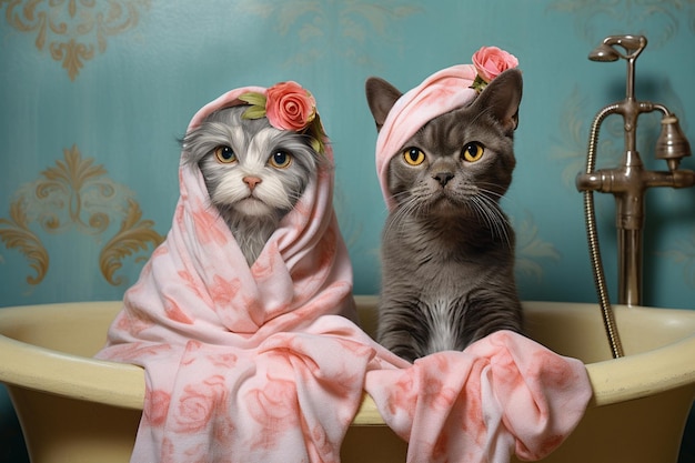 Cute pampered pets in fine art