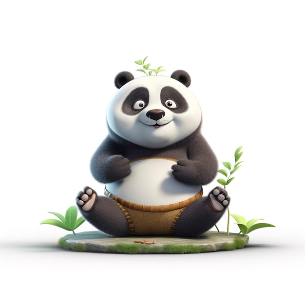 Cute panda 3d doing yoga