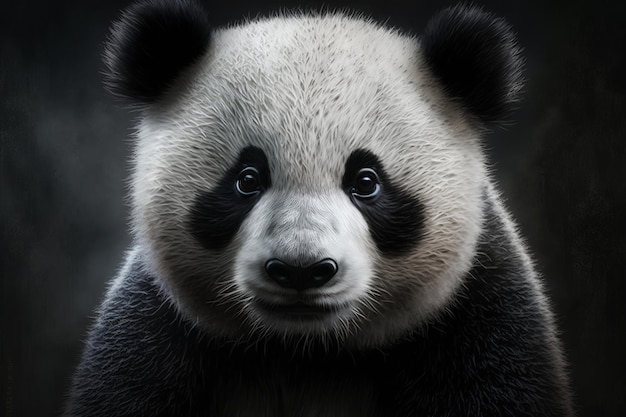 Cute panda animal portrait Sad mammals from bear family indoors Generative AI