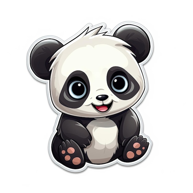 Animated cute panda stickers, white background