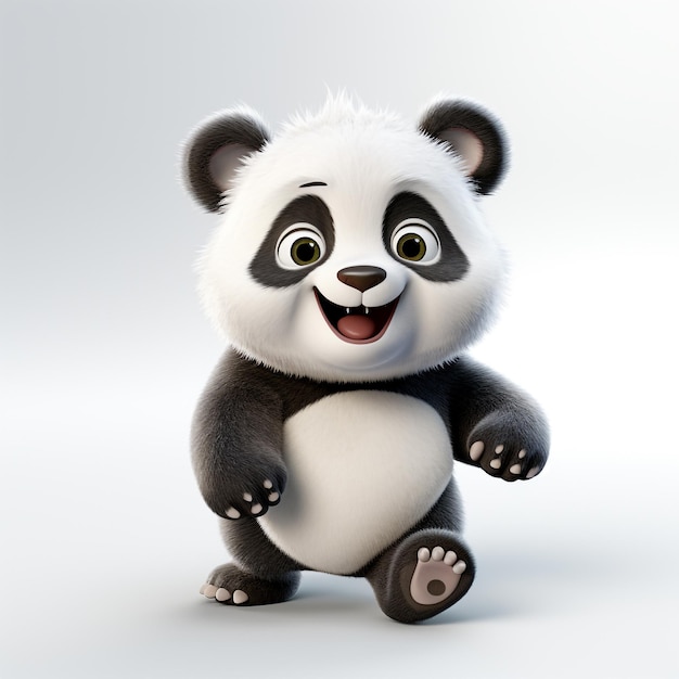 Cute panda cartoon on white background