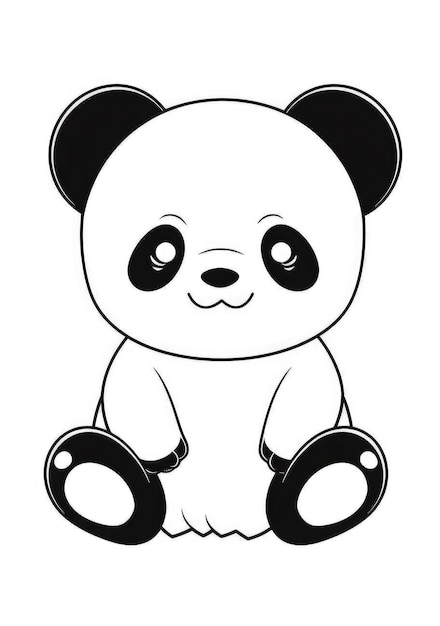 cute panda coloring page on A4 paper
