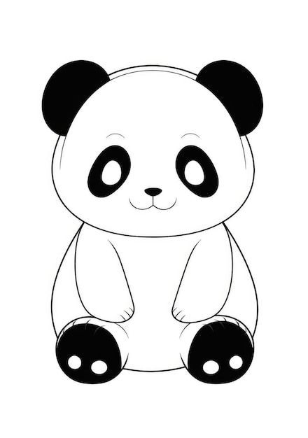 Photo cute panda coloring page on a4 paper